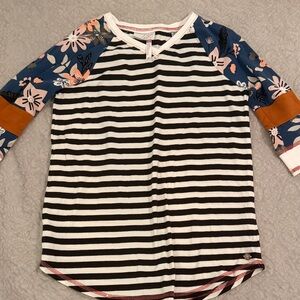 Matilda Jane Striped Floral Kids Blouse - Black, White, Blue, Pink, Orange